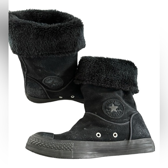 converse chuck taylor andover hi slipon black suede leather womens boots 525937c - Picture 1 of 9